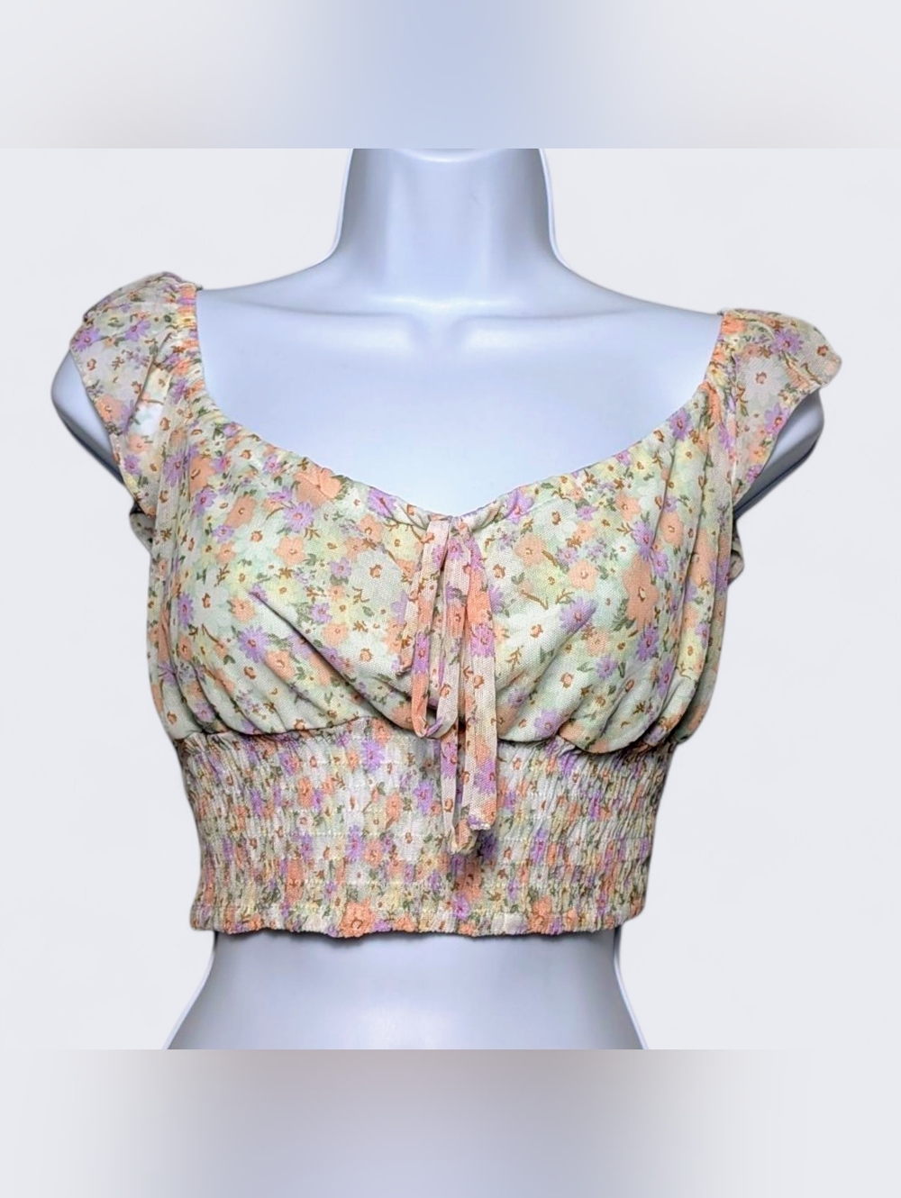 Mixed Brand Lot Blouses Bright Floral Boho Romantic Crop Fairy Y2K Cottagecore - Picture 5 of 16